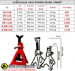 รุ่นงานหนัก!! [ 2ตัว ] ขาตั้งตัวใหญ่ 6 ตัน OKURA ขาตั้งรถยนต์ ขาตั้งสามขา แม่แรงสามขา สามขา ขาสแตน ขาตั้ง OK-6JS 6TON